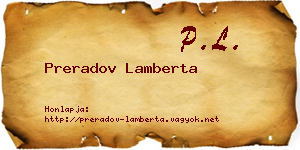 Preradov Lamberta névjegykártya